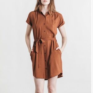 Bridge & Burn Merit Shirt Dress in Rust
